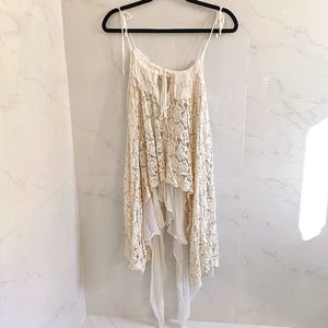 UO Pins & Needles crochet Lace Chiffon Top